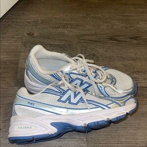 Kids White and Blue Athletic Shoes